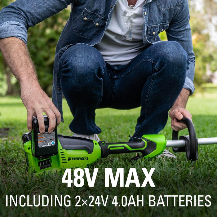 Greenworks 48V (2 x 24V) 8" Brushless Cordless Edger, (2) 4.0Ah Batteries and Dual Port Rapid Charger Included - new