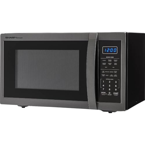 Sharp SMC1452CH Carousel 1.4 Cu. Ft. Countertop Microwave, Black Stainless Steel - open_box