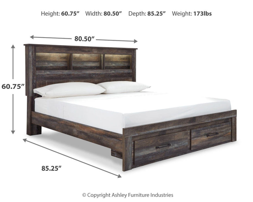 Drystan Multi Drystan King Bookcase Bed with 2 Storage Drawers