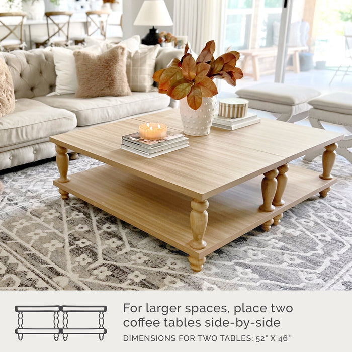 My Texas House Abbott Wood Coffee Table, Light Oak - new