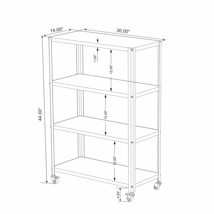 Small 44" 3 Shelf Rolling Metal Bookcase Chalk White - Room Essentials™