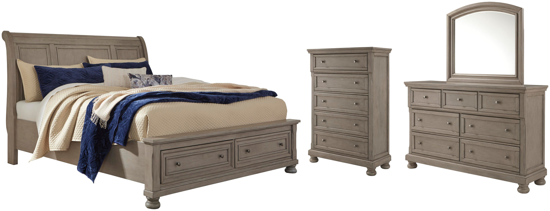 Lettner Light Gray Sleigh Bedroom Collection