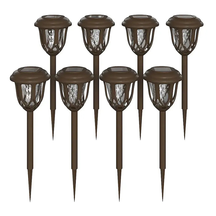 Alamont Home - Hess All-Weather Tulip Design Solar Powered LED Garden & Pathway Lights - Brown - open_box