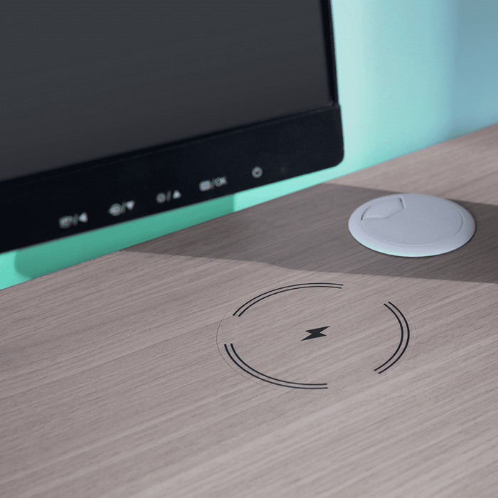 X Rocker Oka Adult Gaming Desk with RGB Lighting, White/Light Wood - used_good