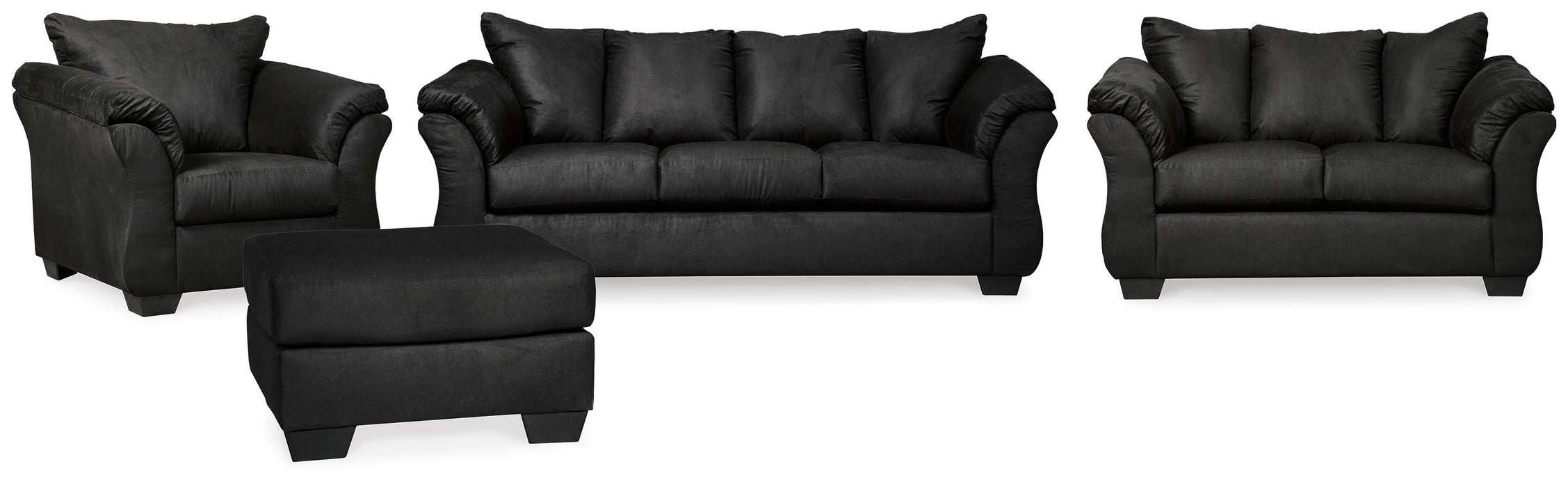 Darcy Black Darcy Sofa, Loveseat, Chair and Ottoman