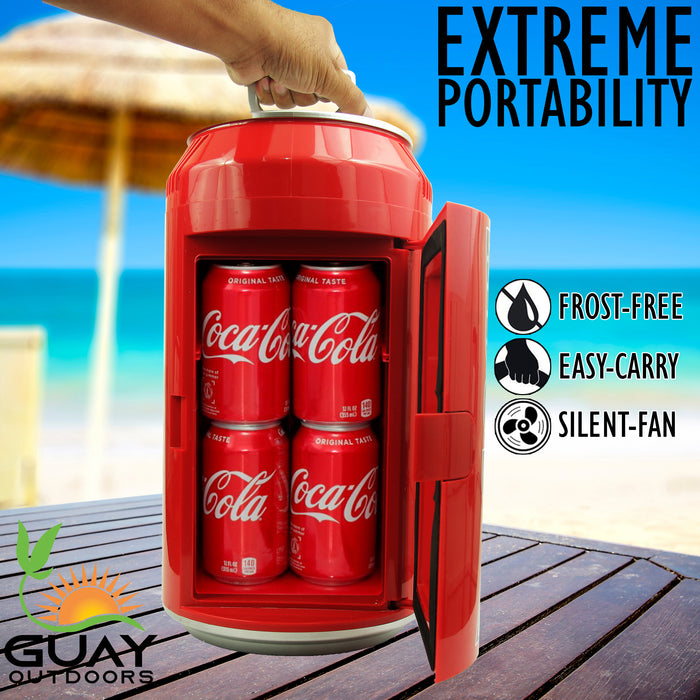 Guay Outdoor Portable Mini Fridge US Can Beverage Cooler – 8 Cans / 5 Liters - Indoor AC Home and Outdoor DC Car Vehicle Small Refrigerator - new