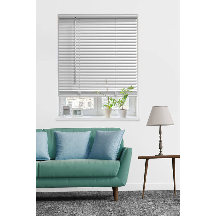 Mainstays 1" Cordless Vinyl Room Darkening Blinds, White, 23"W x 48"L - new