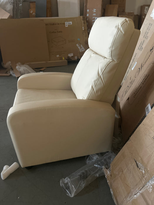 Yaheetech Adjustable PU Leather Recliner Chair with Pocket Spring, Beige - new