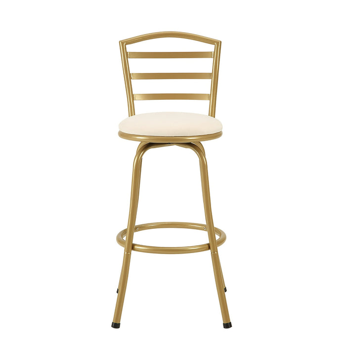 Mainstays 3 Pack Indoor Adjustable 24" or 29" Swivel Gold Metal Barstool, Cream Seat - new