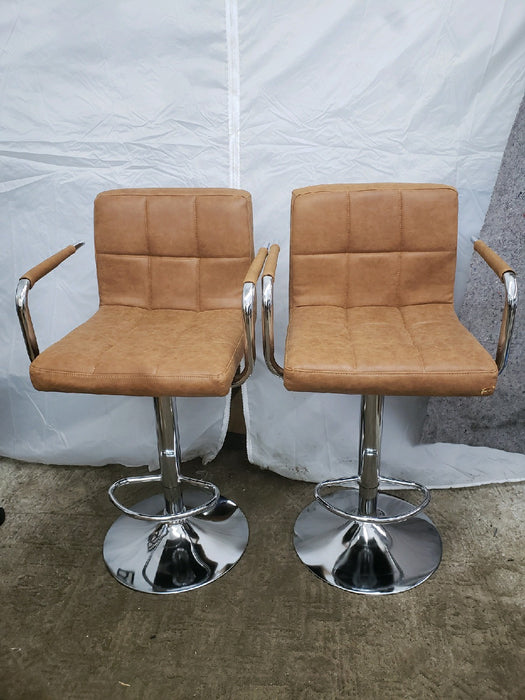 Yaheetech 2pcs PU Leather Adjustable Bar Stools for Dining Room, Retro Brown - new