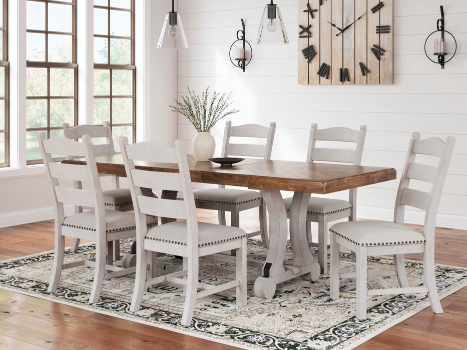 Valebeck White/Brown Valebeck Dining Table and 8 Chairs