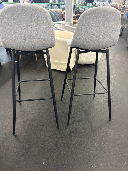 (Set of 2) CangLong Upholstered Bar Height Stool Chair with Metal Legs for Bar, Kitchen, Dining Room, Living Room and Bistro Pub ,Grey - new