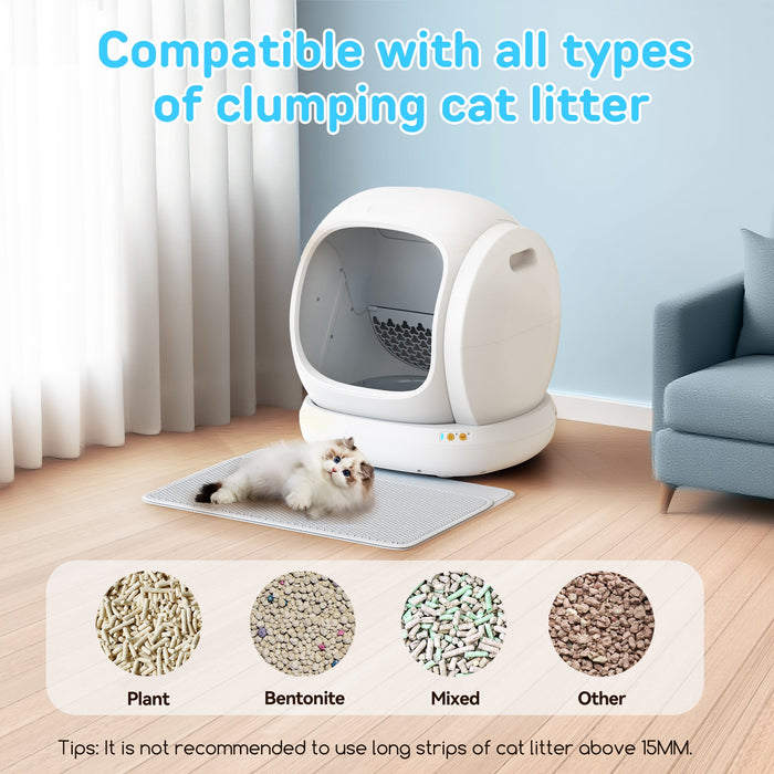 Osoeri 75L Smart Automatic Self-Cleaning Cat Litter Box, APP Control/Integrated Safety Protection,White - new