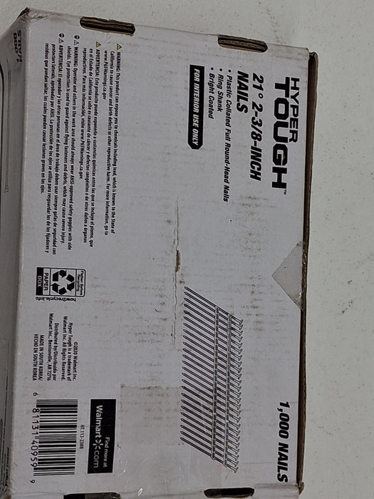 Hyper Tough 21-Degree 2-3/8 in. Plastic Collated Framing Nails, 1000 Count, Hardware Nails - new
