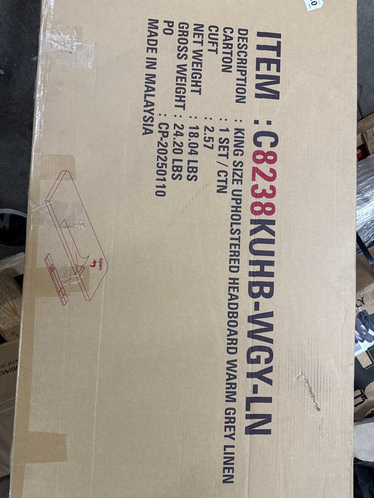 Upholstered Headboard King Size, Modern Button Diamond Tufted Linen, Bed Headboard with Solid Wood Legs & Adjustable Height from 42" to 46" (Warm Gray, King) - new