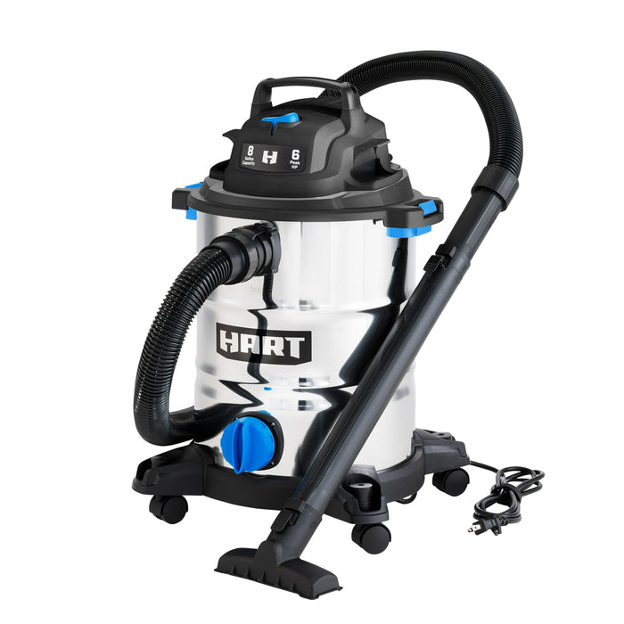 HART VOC812SF 3703 8 Gallon 6 Peak HP Stainless Steel Wet/Dry Vacuum - new