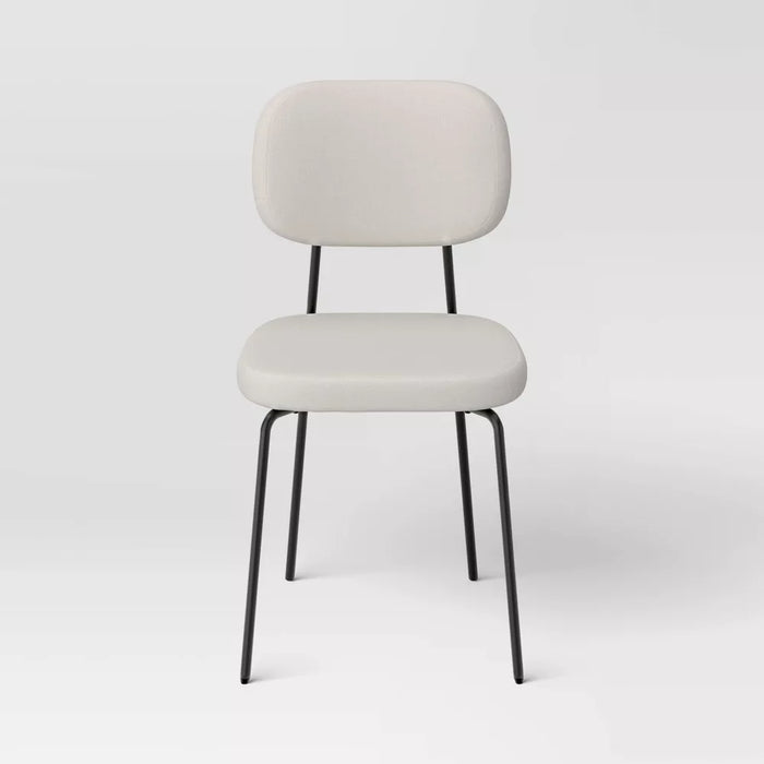 Set of 2 Upholstered with Metal Base Dining Chair Chairs Cream Boucle - Room Essentials™
