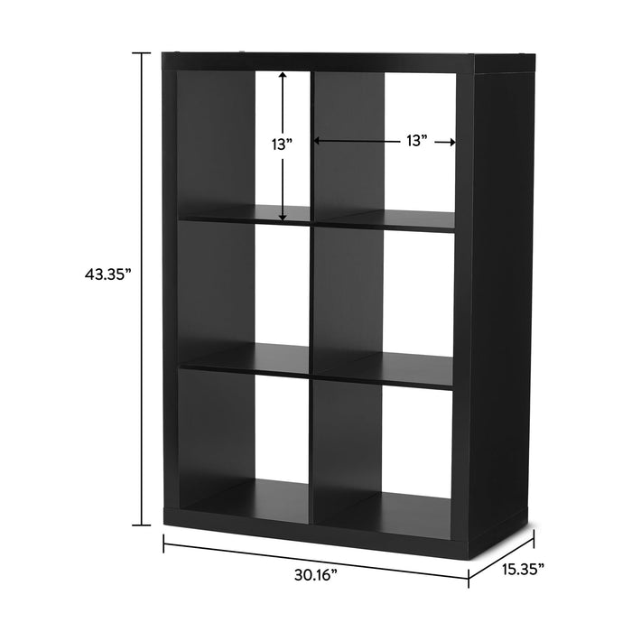 Better Homes & Gardens 6 Cube Storage Organizer, Solid Black - new