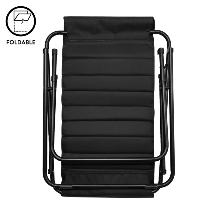 Stylehouse Ribbed Folding Sling Lounge Chair, Black, 28" L x 22" W x 30" H - new