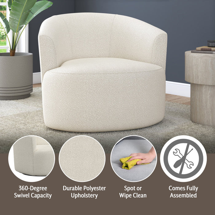 Mainstays Boucle Swivel Accent Chair, Cream - new