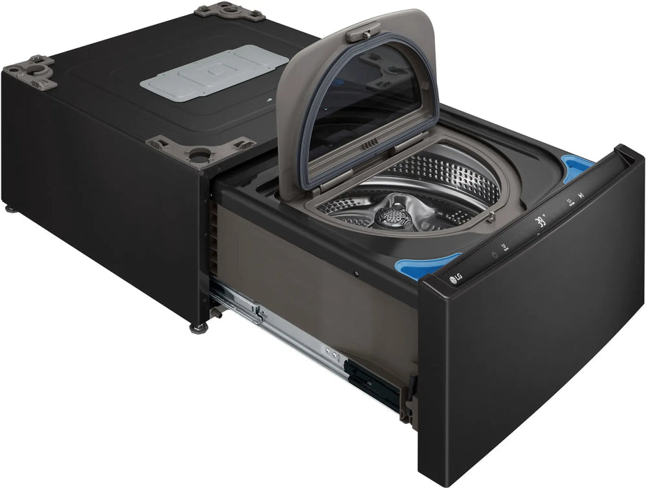 LG - SideKick 1.0 Cu. Ft. High-Efficiency Smart Top Load Pedestal Washer with 3-Motion Technology - Black Steel - use_like_new