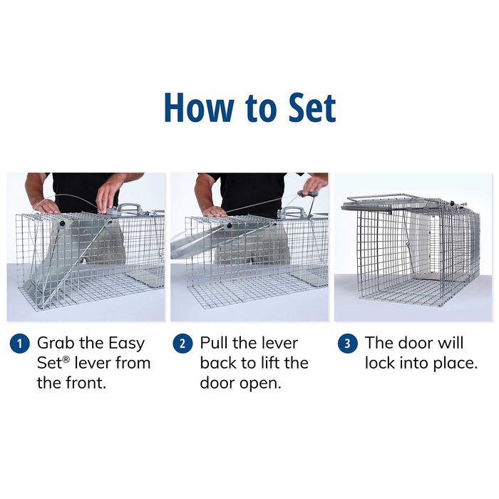 Havahart 1085 Large 1-Door Easy Set & Release Humane Live Animal Trap for Armadillos, Cats, Groundhogs, Muskrats, Nutria, Opossums, Racoons, Skunks, and Other Similar-Sized Animals - new