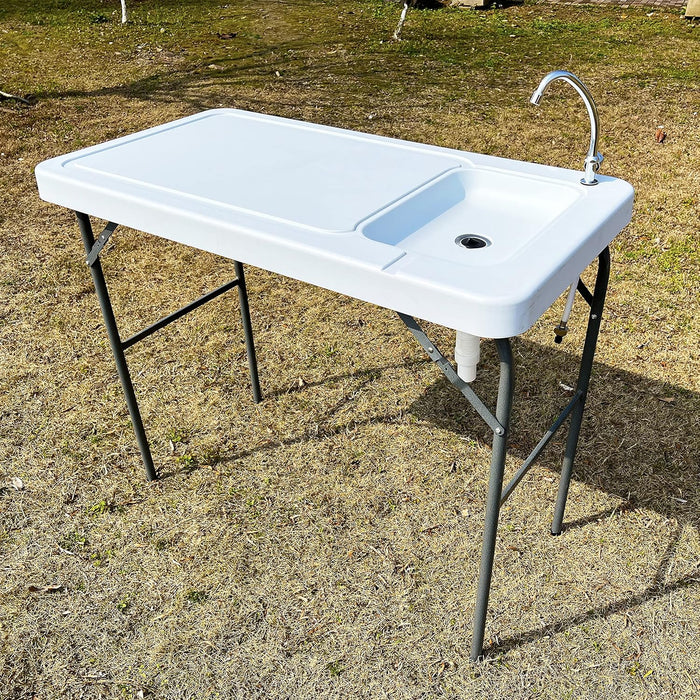 Portable Fish Cleaning Table with Sink and Faucet for Camping, Fishing, Tailgating - Large Work Surface, Food Grade HDPE, Collapsable for Easy Storage - new