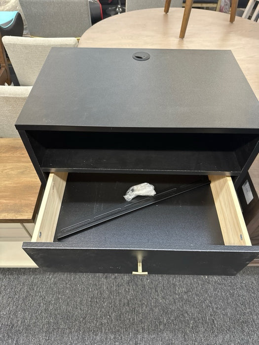 1 Piece Prepack Floating Shelf Side Table with Drawer and Brushed Brass Knobs, Modern Floating Nightstand 15" D x 22.5" W x 14.5" H, Black, BRBW-1402-2M - open_box