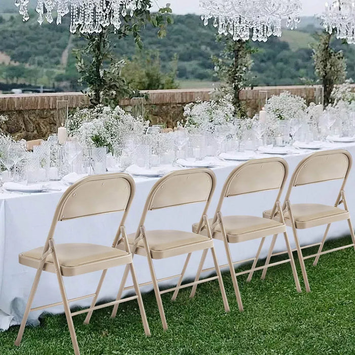 Set of 2 MyDepot Folding Chair with Leather Cushions and Sturdy Metal, for Indoor and Outdoor - new