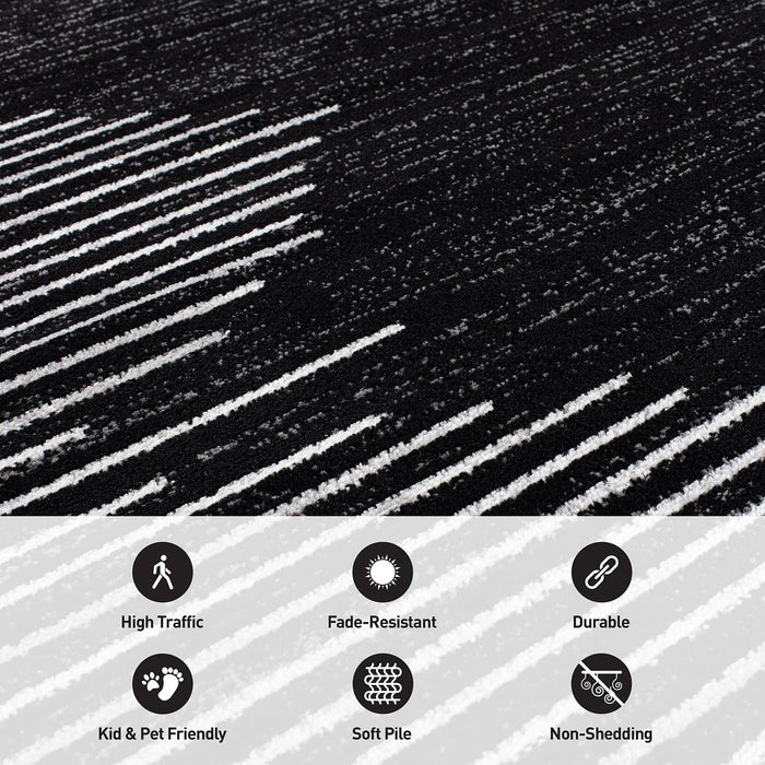 Rugshop Bohemian Stripe Stain Resistant High Traffic Living Room Kitchen Bedroom Dining Home Office Area Rug 2' x 3' Black - new