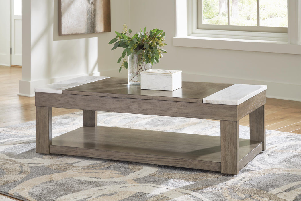 Loyaska Grayish Brown/White Lift Top Cocktail Table