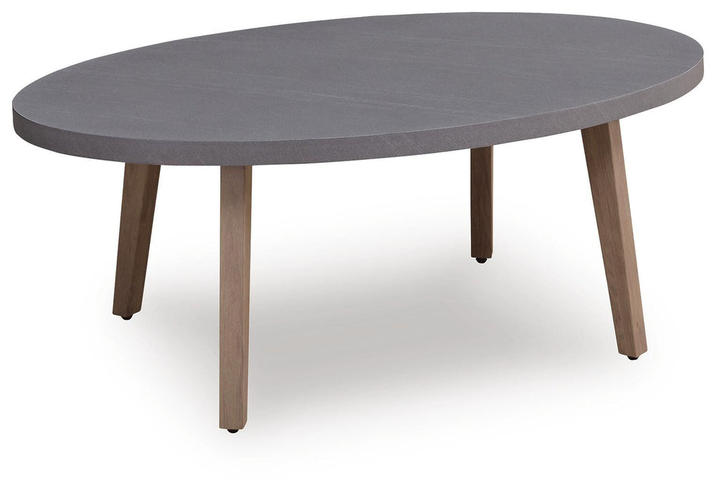 Francis Beach Natural/Gray Oval Cocktail Table