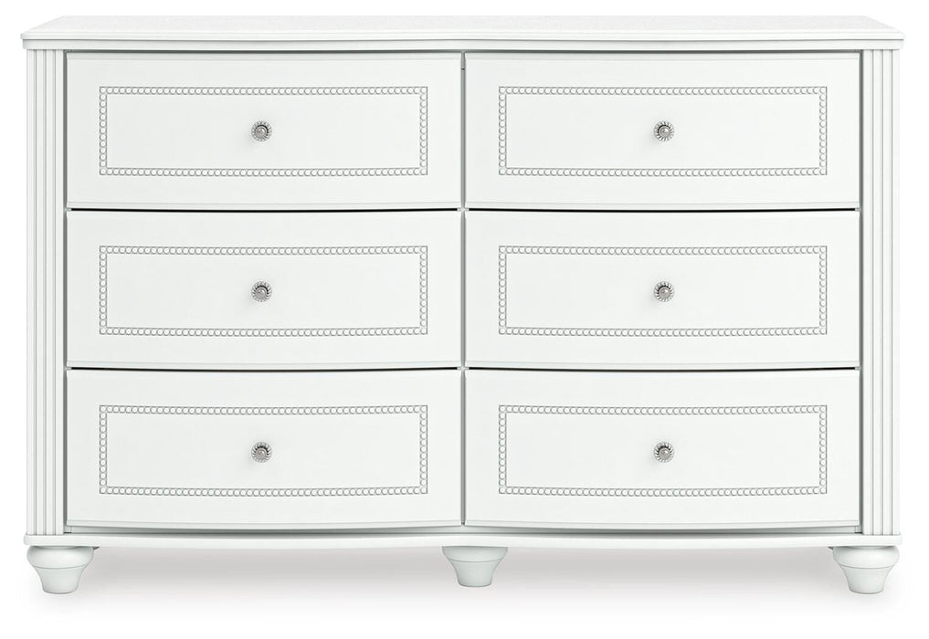 Maylilly White Six Drawer Dresser