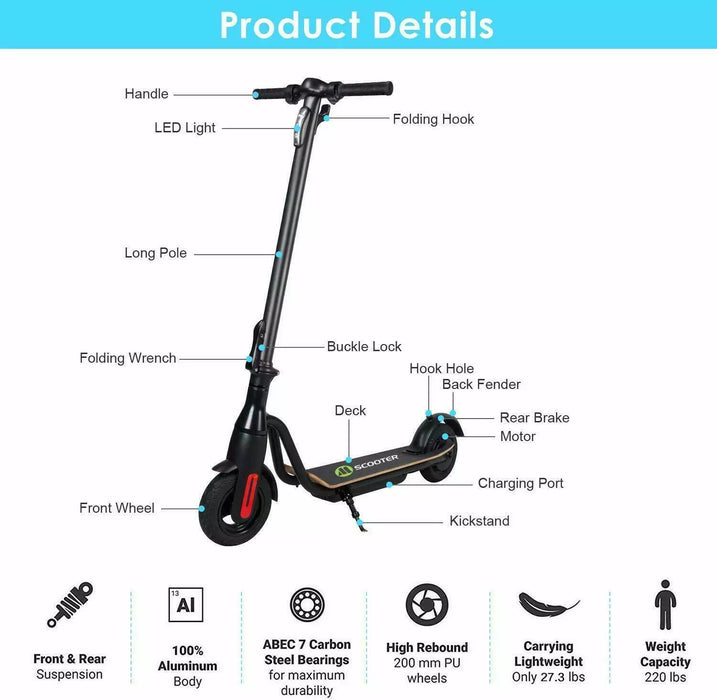 MEGAWHEELS S10 Electric Scooter Light Weight and Foldable with **7.5Ah Battery** - new