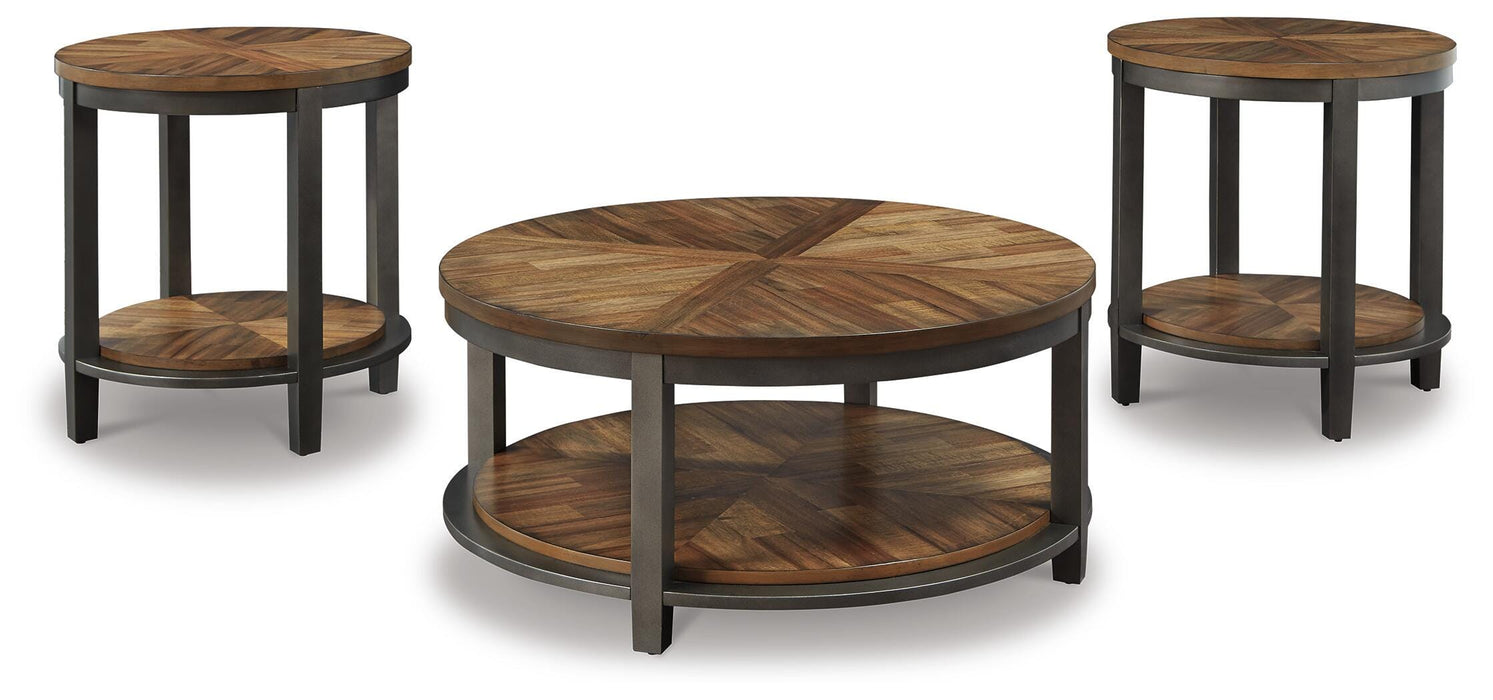 Roybeck Light Brown/Bronze Occasional Table Set (3/CN)