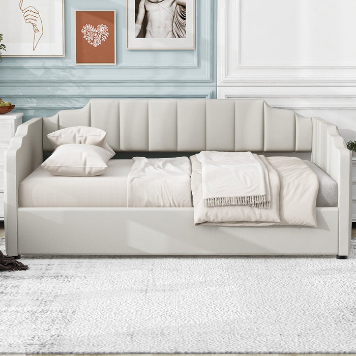 Euroco Modern Upholstered Full Size Daybed, Lift up Storage Bed for Kids Teens, White - open_box