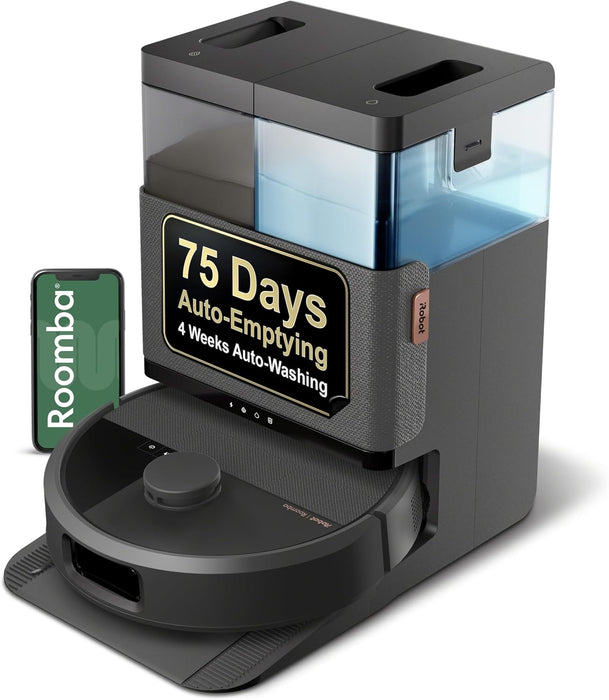 iRobot Roomba Plus 505 Combo Robot Vacuum & Mop with AutoWash Dock - Extending Spinning Mop Pads, Self-Empties, Pad Wash & Heated Drying, Self-cleaning, Recognizes & Avoids Obstacles, LiDAR Navigation | Extending pads, LiDAR navigation, pad washing and he
