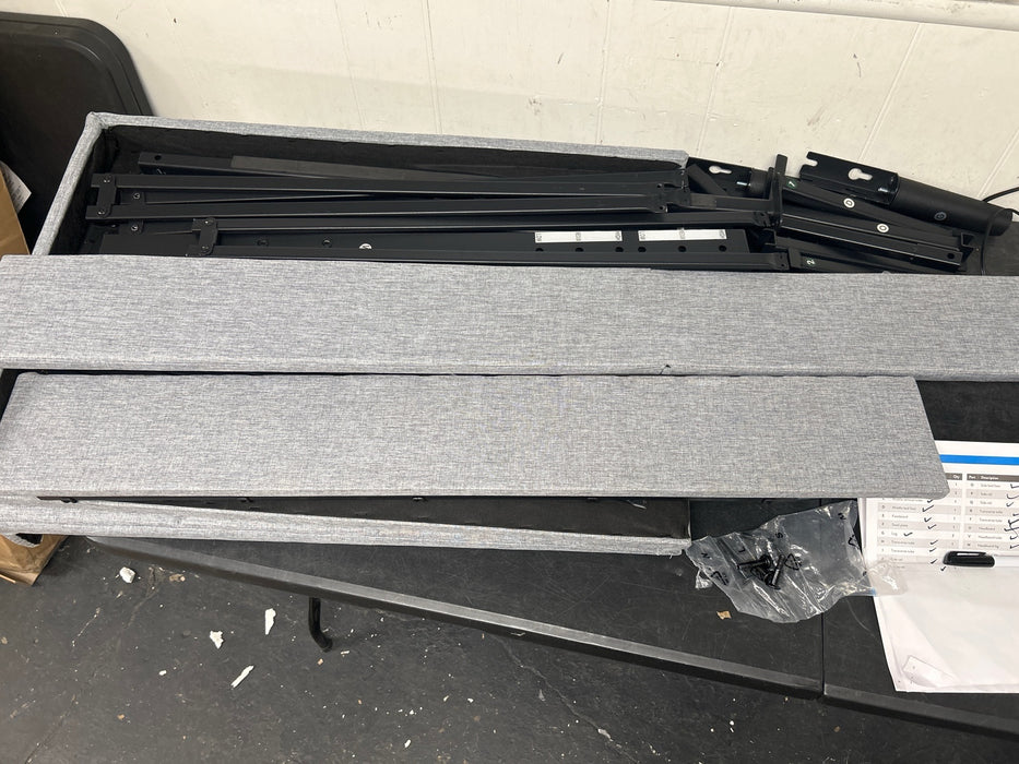 Mainstays Gray Upholstered Square Tufted Platform Bed, No Box Spring Needed, Queen - new