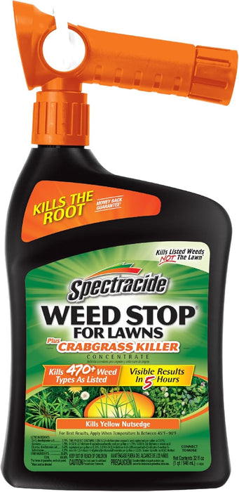 Spectracide Weed Stop For Lawns Plus Crabgrass Killer Concentrate, Kills Crabgrass On Lawn, 32 fl Ounce (RTS QuickFlip Spray) - open_box