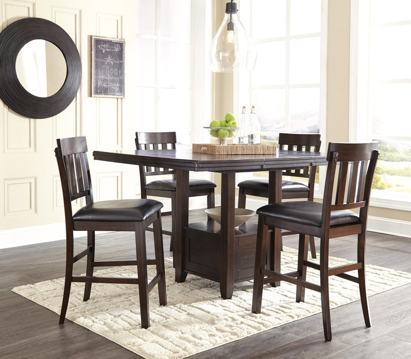 Haddigan Dark Brown Haddigan Counter Height Dining Table and 4 Barstools