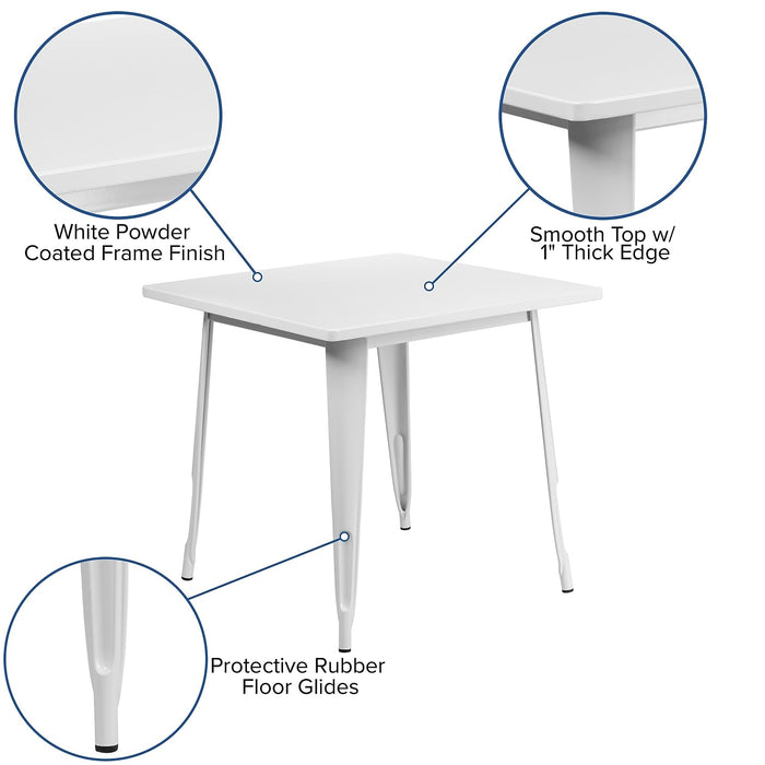 Flash Furniture Felix Commercial Grade 31.5" Square White Metal Indoor-Outdoor Table - new