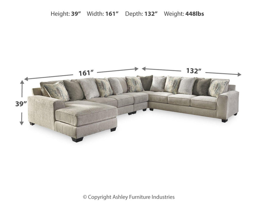 Ardsley Pewter Ardsley 5-Piece Sectional with Chaise