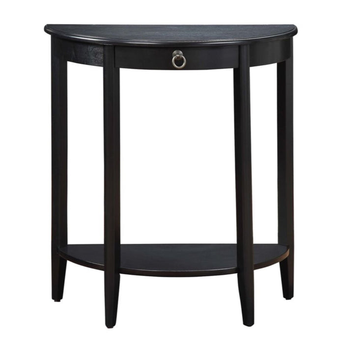 ACME Elcee Half Moon 1-Drawer Wooden Console Table with Bottom Shelf in Black - new