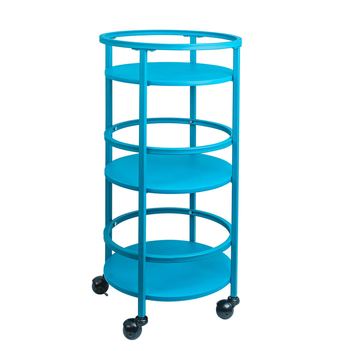 Mainstays 32" 3-Tier Rolling Round Kitchen Bar Storage Cart, Blue - new