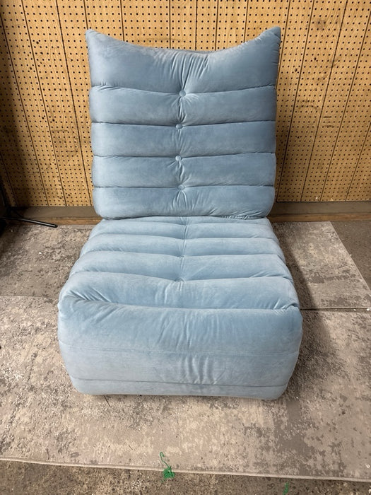 Aukfa 360 Swivel Rocker Recliner Chair Upholstered Plush Sofa for Living Room, Velvet, Blue - open_box