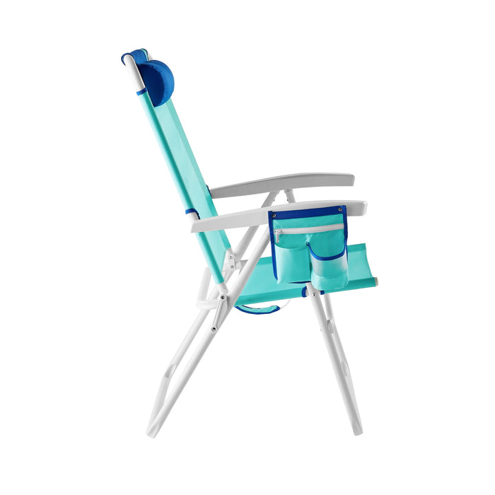 Mainstay Reclining 4-Position Oversize 2-Pack Beach Chair, Teal (please be advised that sets may be missing pieces or otherwise incomplete) - new