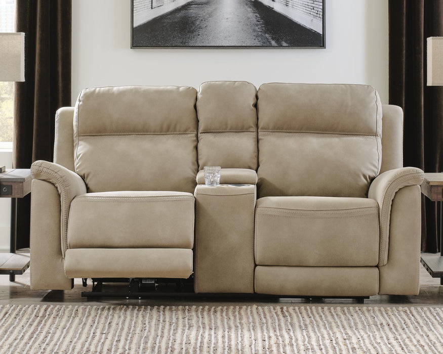 Next-Gen Durapella Sand Next-Gen Durapella Power Reclining Loveseat with Console