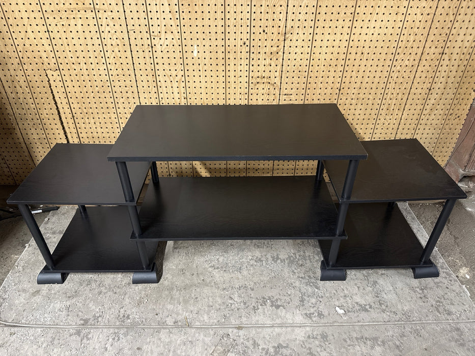 Mainstays No Tools TV Stand for TVs up to 40", True Black Oak Finish - open_box