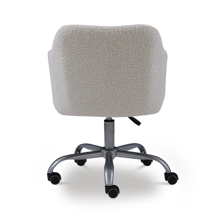 Linon Bannock Mid Back Task Chair with Adjustable Height and Swivel, Silver/White Sherpa - new