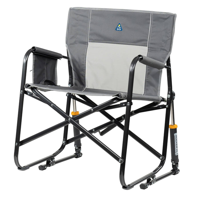 GCI Outdoor Freestyle Rocker XL Oversized Foldable Rocking Camp Chair, Pewter - new